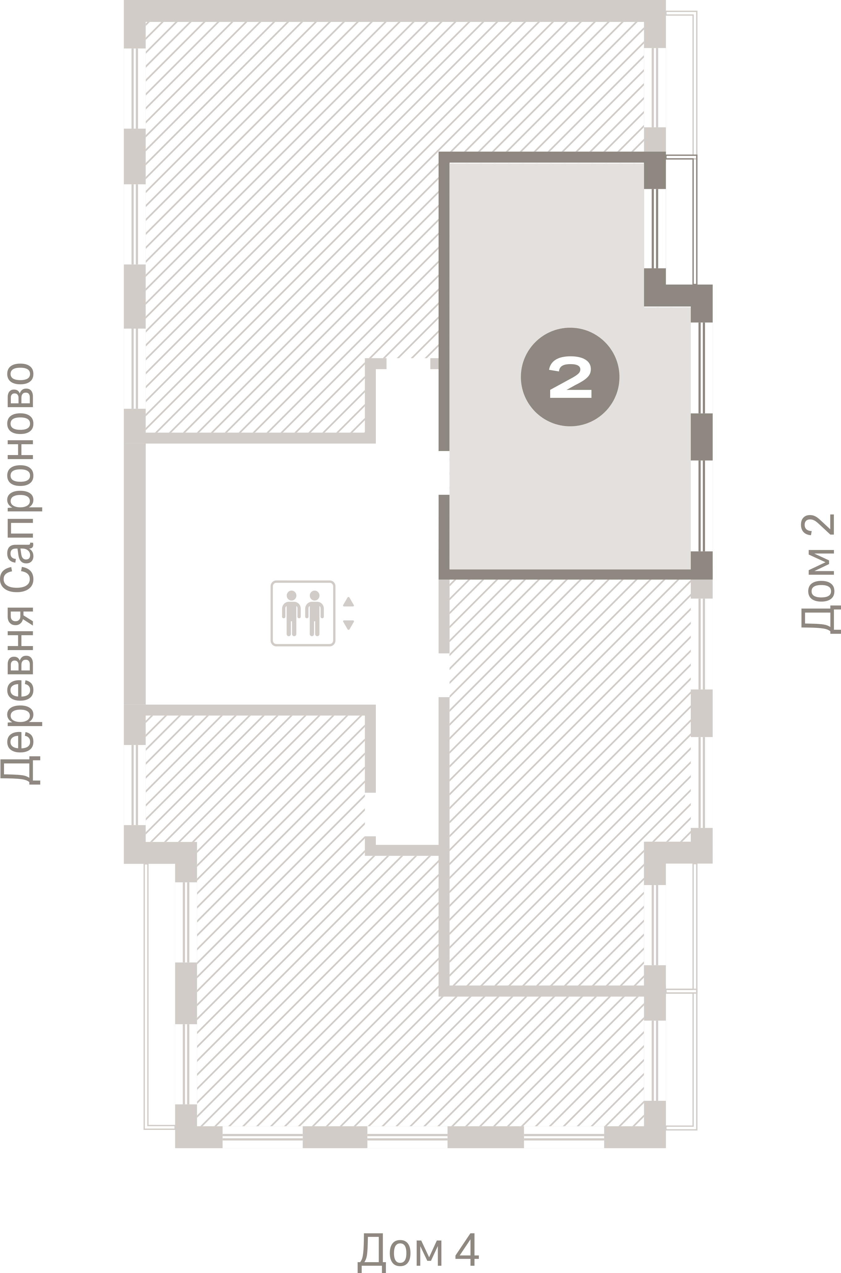 2 комн. Квартира 55 кв. м
