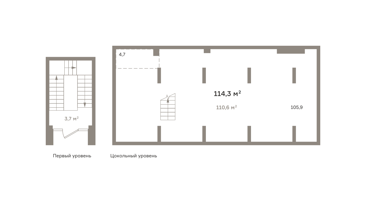 Планировка Коммерческое помещение №Панама01-Н-3-3.-1.1, 114.3 м²