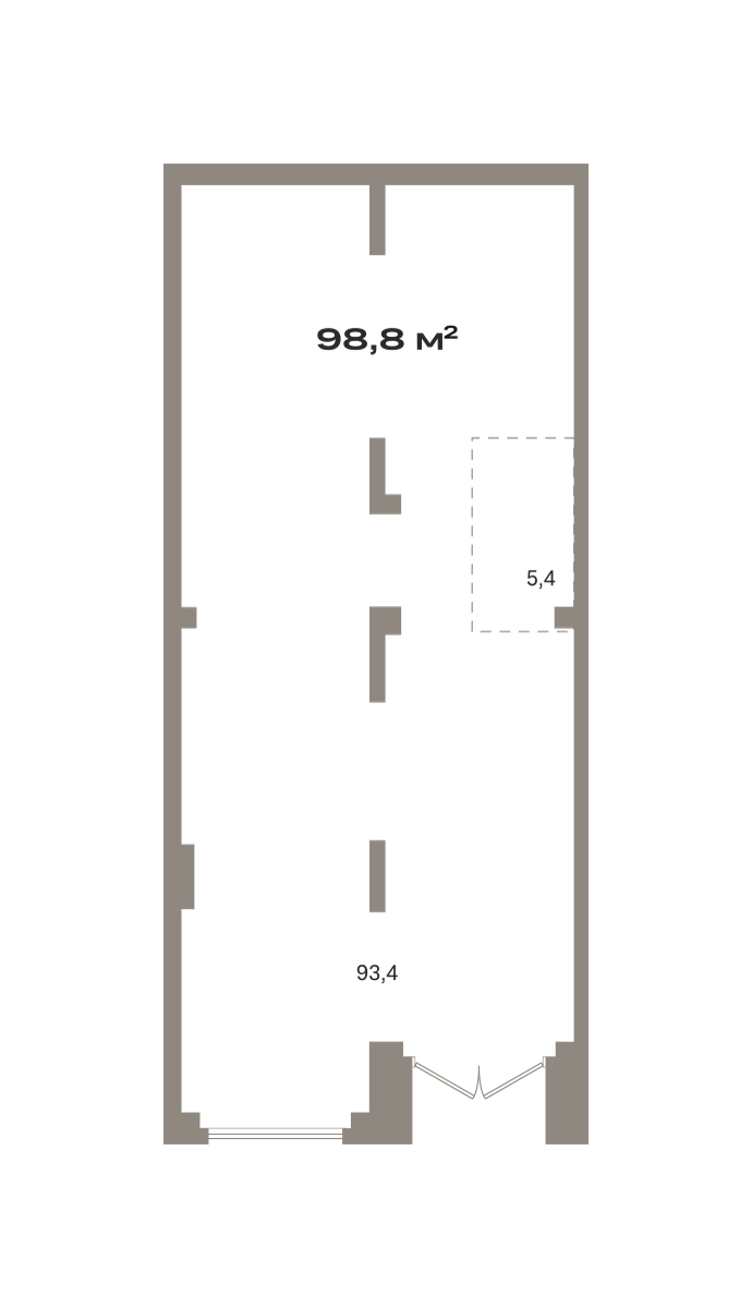 Планировка Коммерческое помещение №РПТ04-Н3.1.3, 98.8 м²