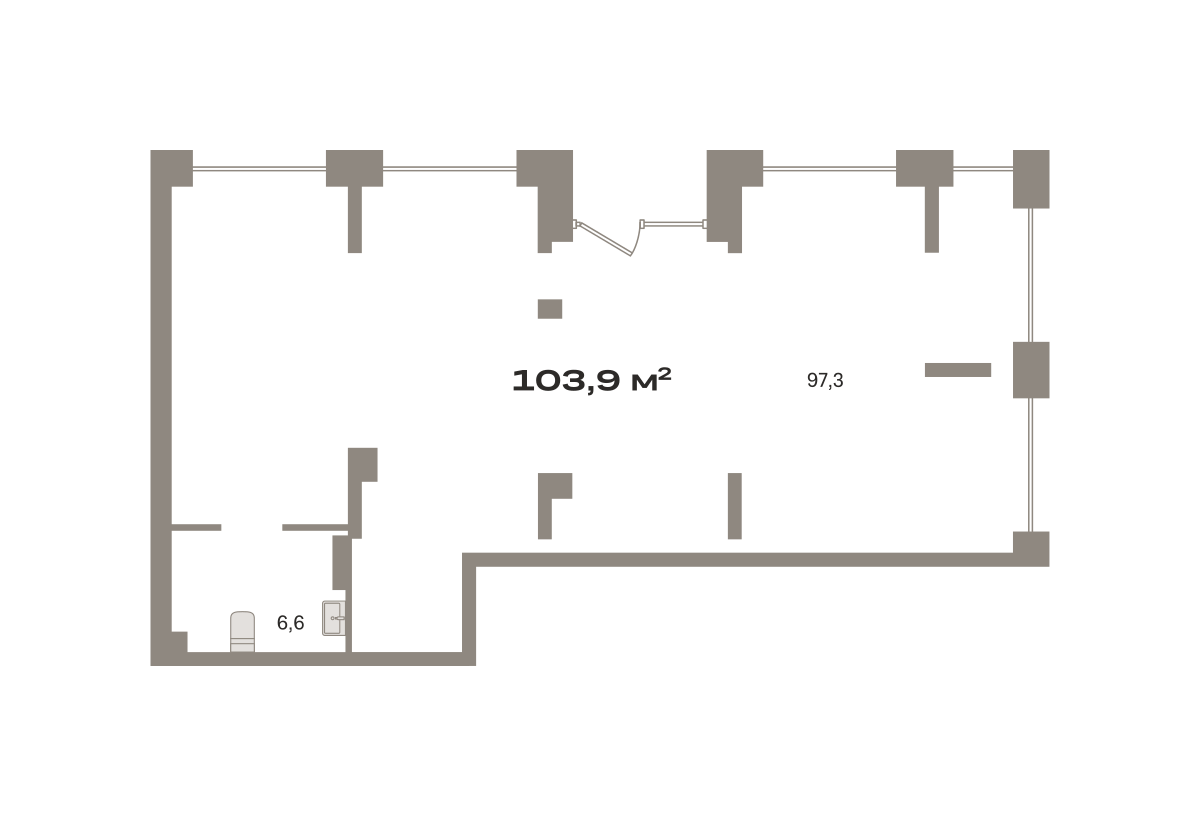 Планировка Коммерческое помещение №ДМУ03-Н6.1.1, 103.9 м²