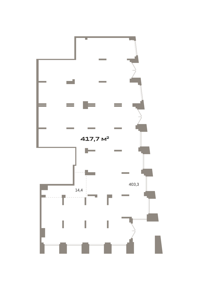 Планировка Коммерческое помещение №РПТ04-Н3.1.1, 417.7 м²