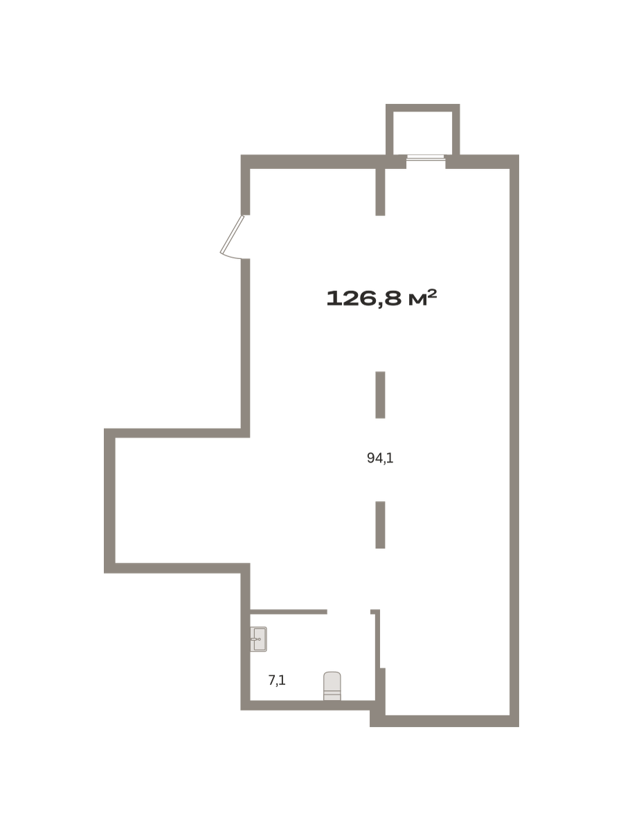 Планировка Коммерческое помещение №ДМУ03-Н4.-1.1, 126.8 м²