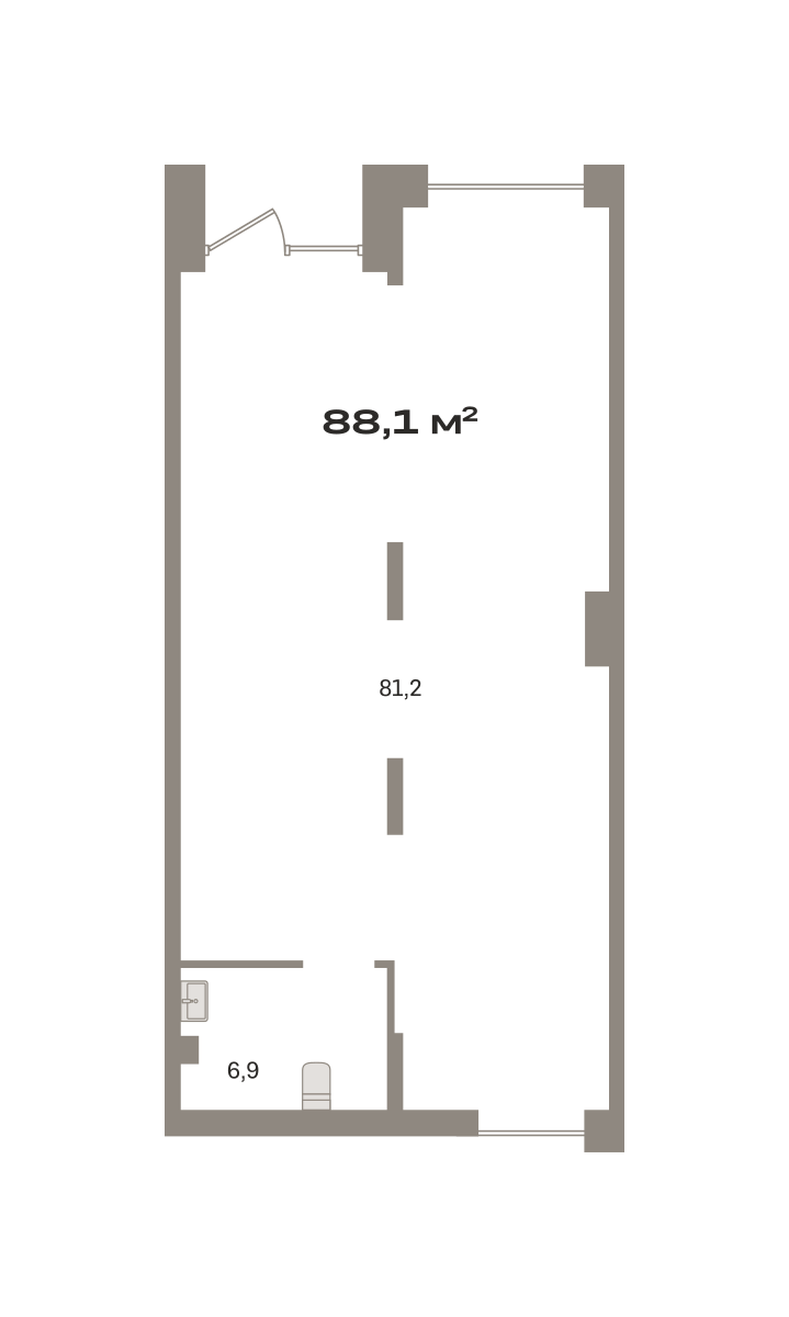 Планировка Коммерческое помещение №ДМУ03-Н4.1.2, 88.1 м²