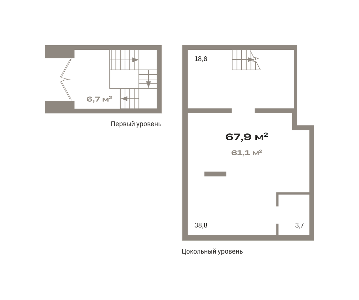 Планировка Коммерческое помещение №ОКТ09-Н8.-1.3, 67.9 м²