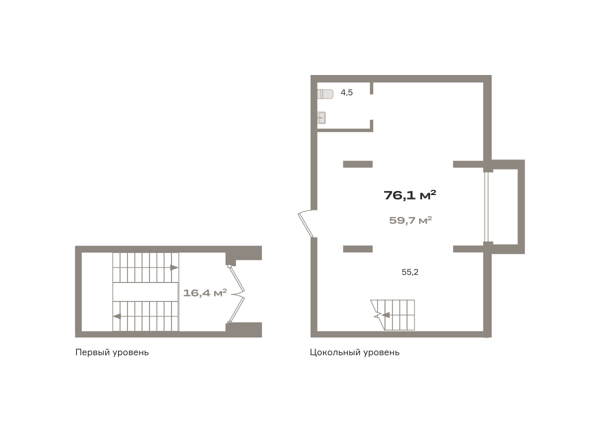 Планировка Коммерческое помещение №РСП-02-Н-5-5.-1.1, 76.1 м²