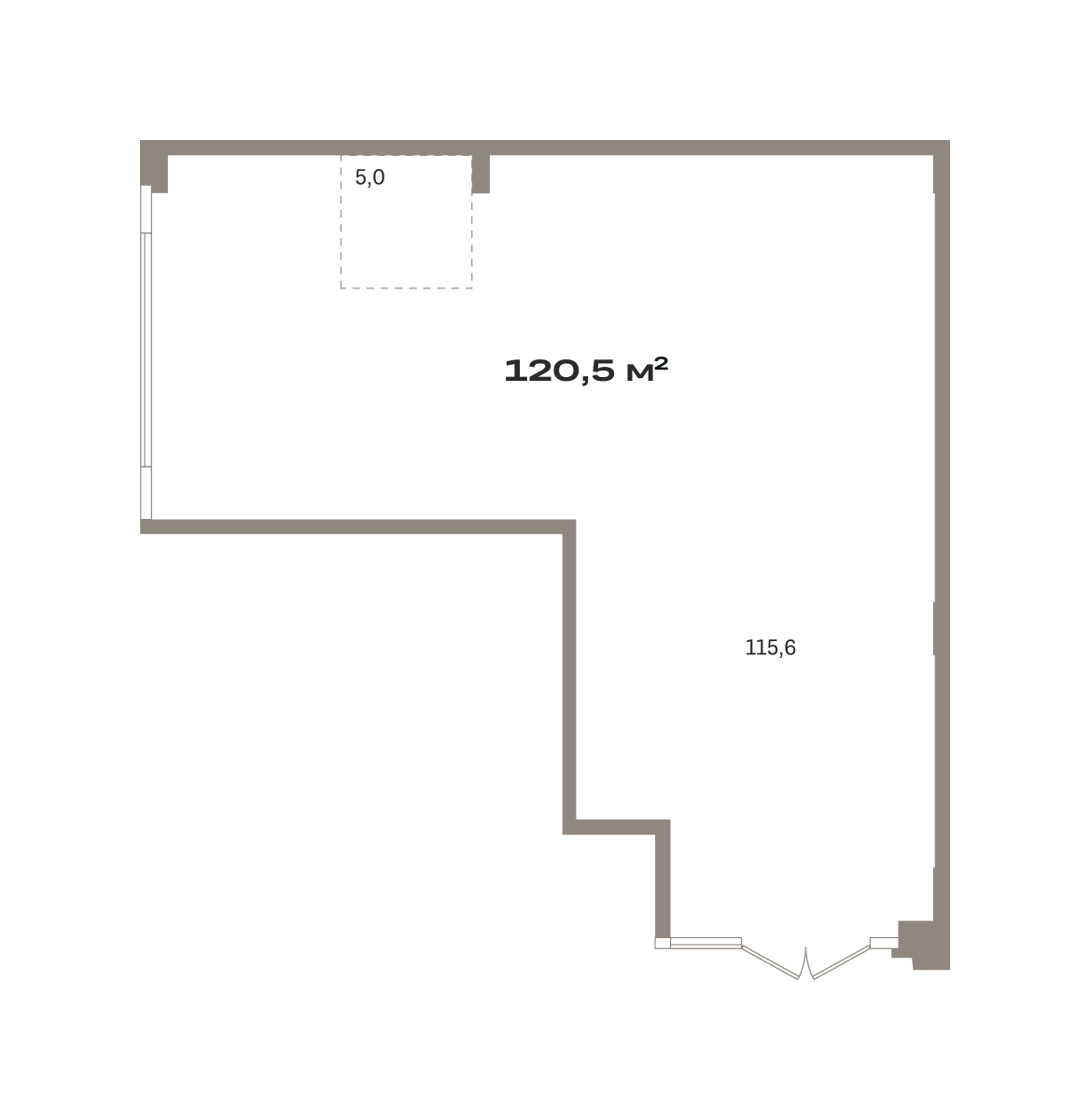 Коммерческое помещение №ЗРК05.1-Н2.1.6, 120.5 м²