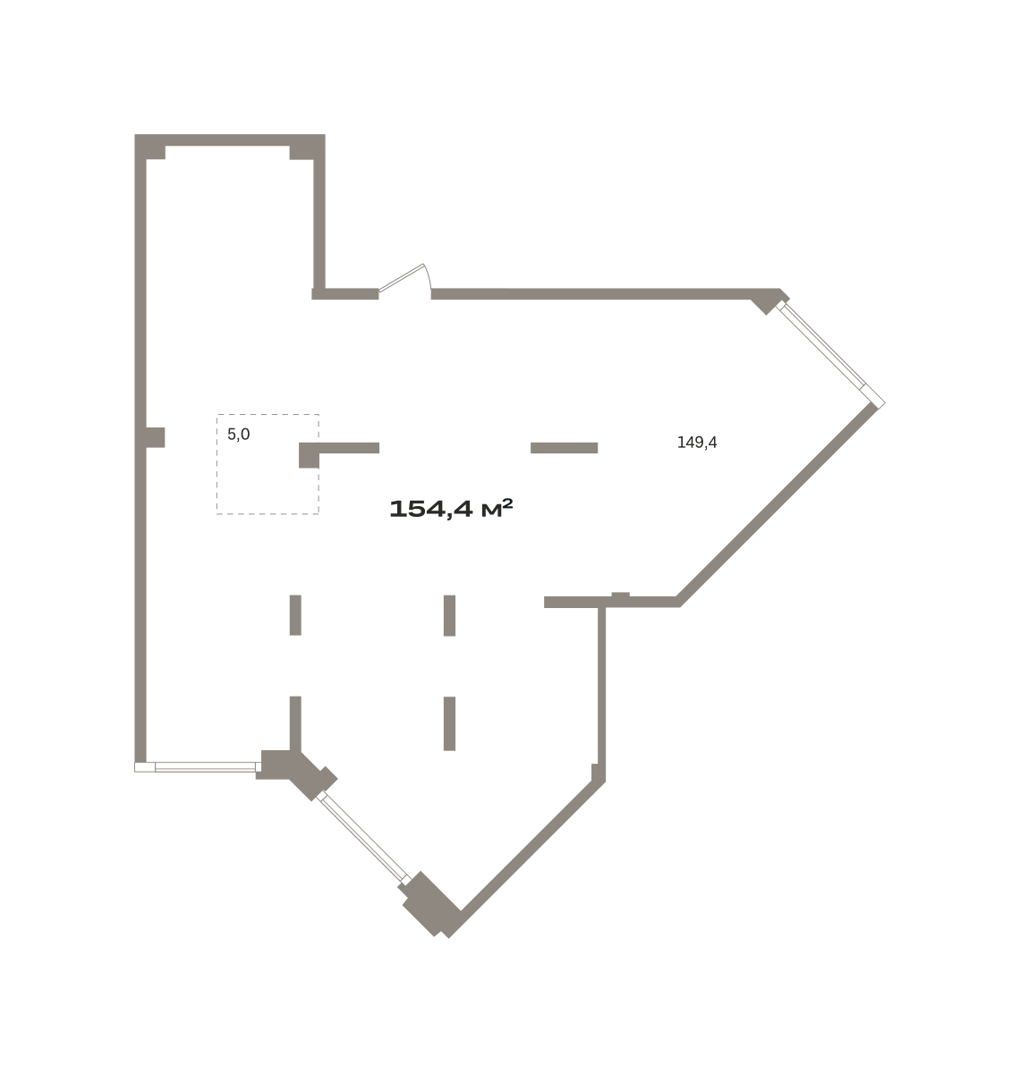 Коммерческое помещение №ЗРК05.1-Н1.2.1, 154.4 м²
