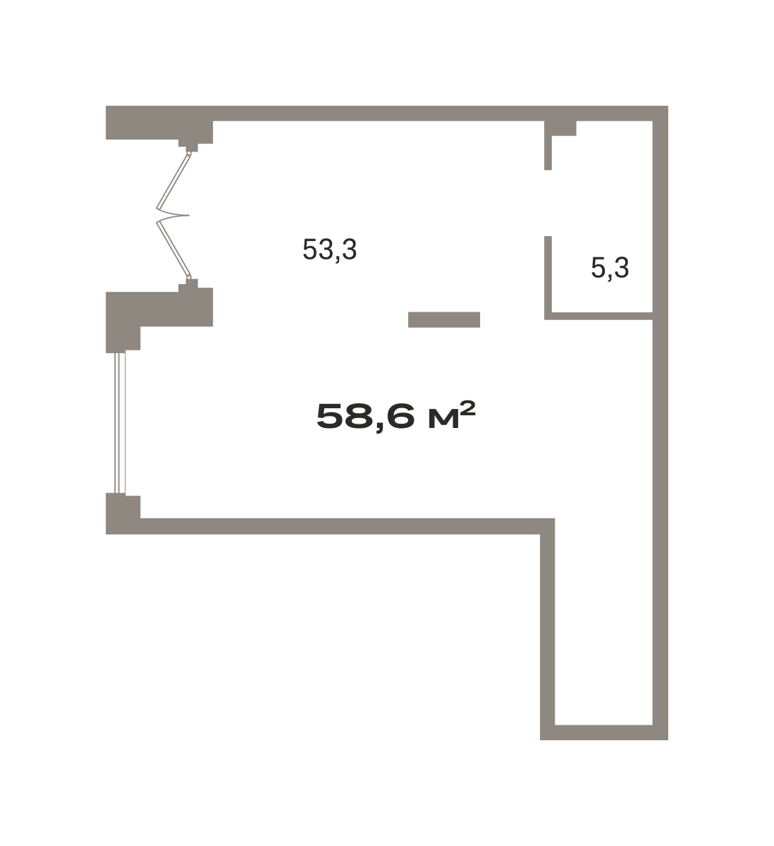 Коммерческое помещение №ЗРК02.1-Н7.1.4, 58.6 м²