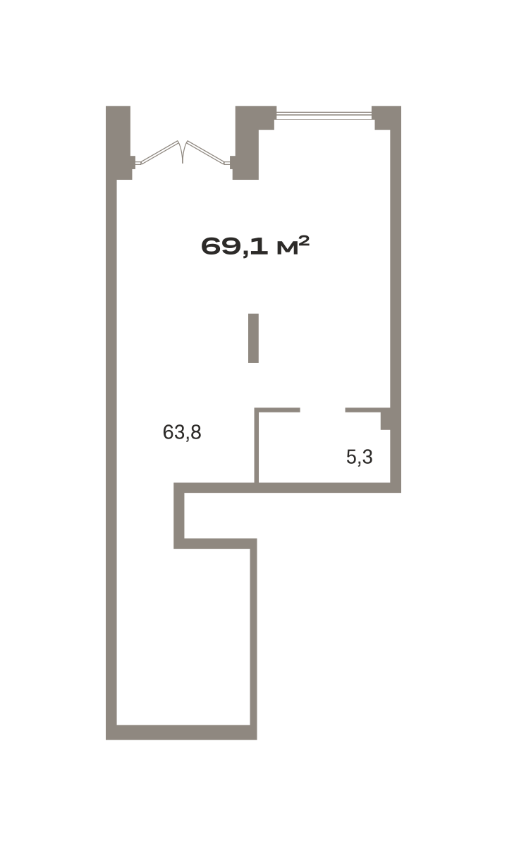Коммерческое помещение №ЗРК02.1-Н2.1.1, 69.1 м²