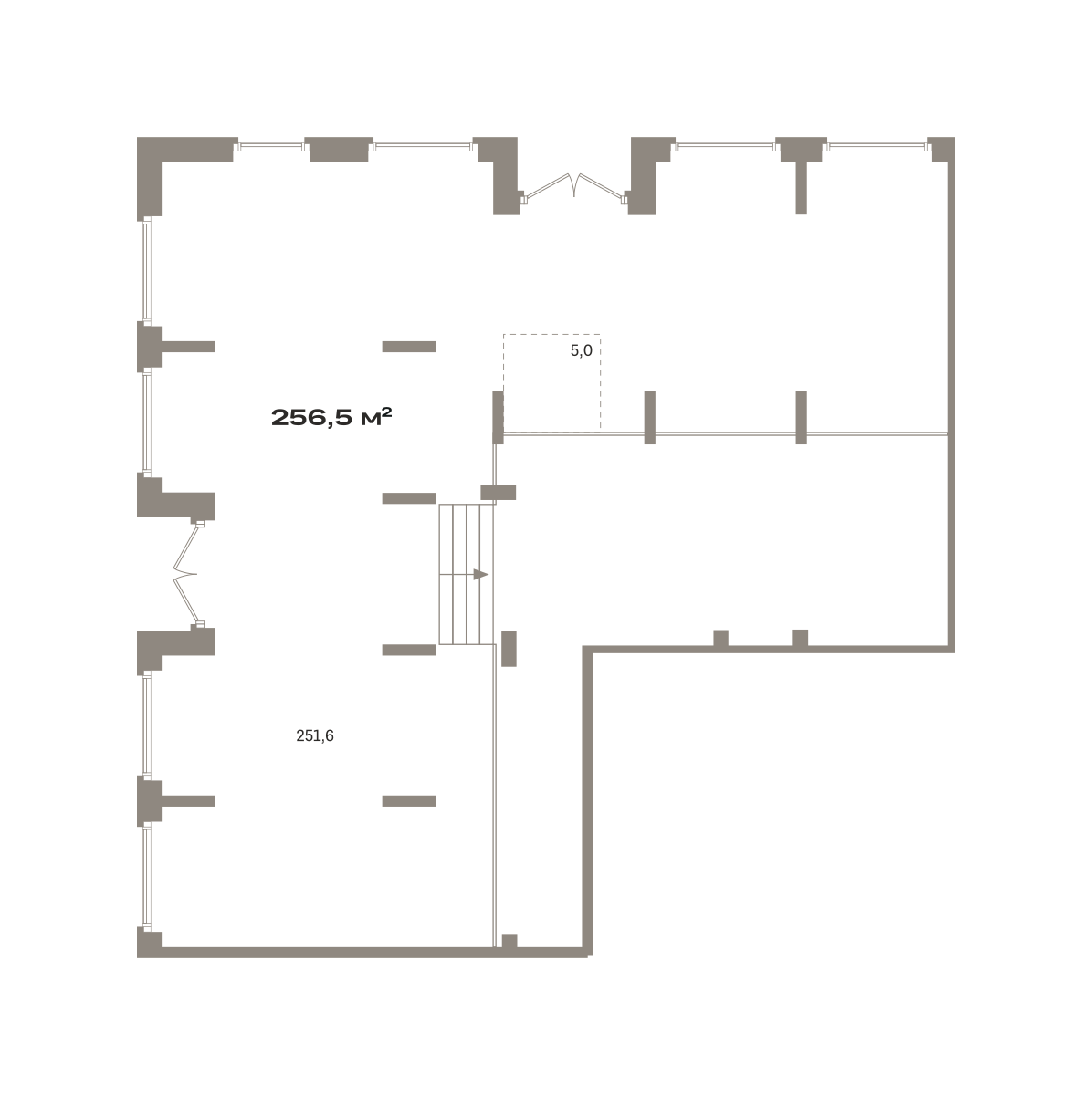 Коммерческое помещение №ЗРК05.2-Н1.1.2, 256.5 м²
