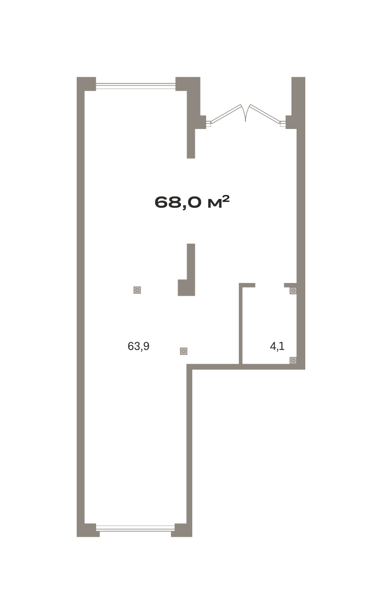 Коммерческое помещение №ОКТ-10-Н-4-4.1.1, 68 м²