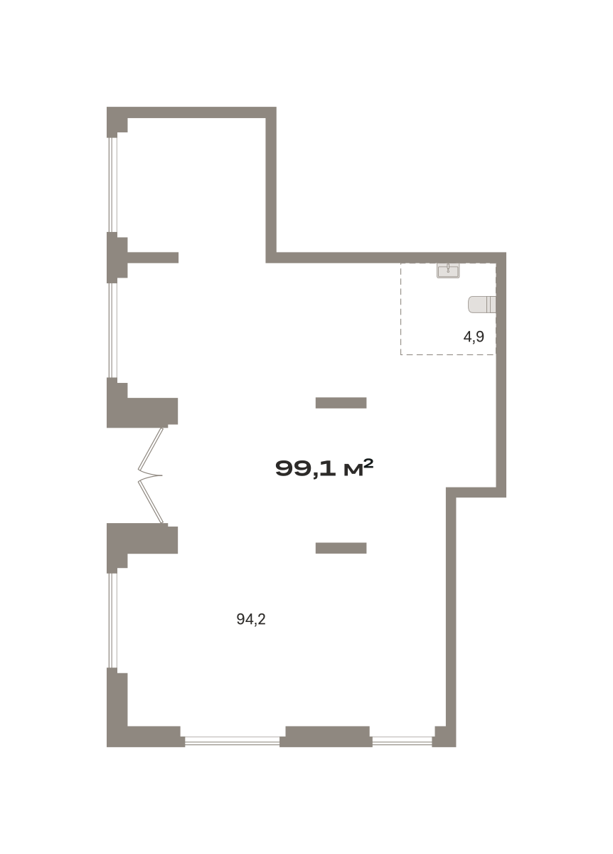 Коммерческое помещение №РСП03.1-Н7.1.3, 99.1 м²