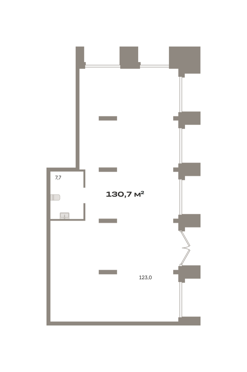 Коммерческое помещение №РСП-02-Н-3-3.1.2, 130.7 м²