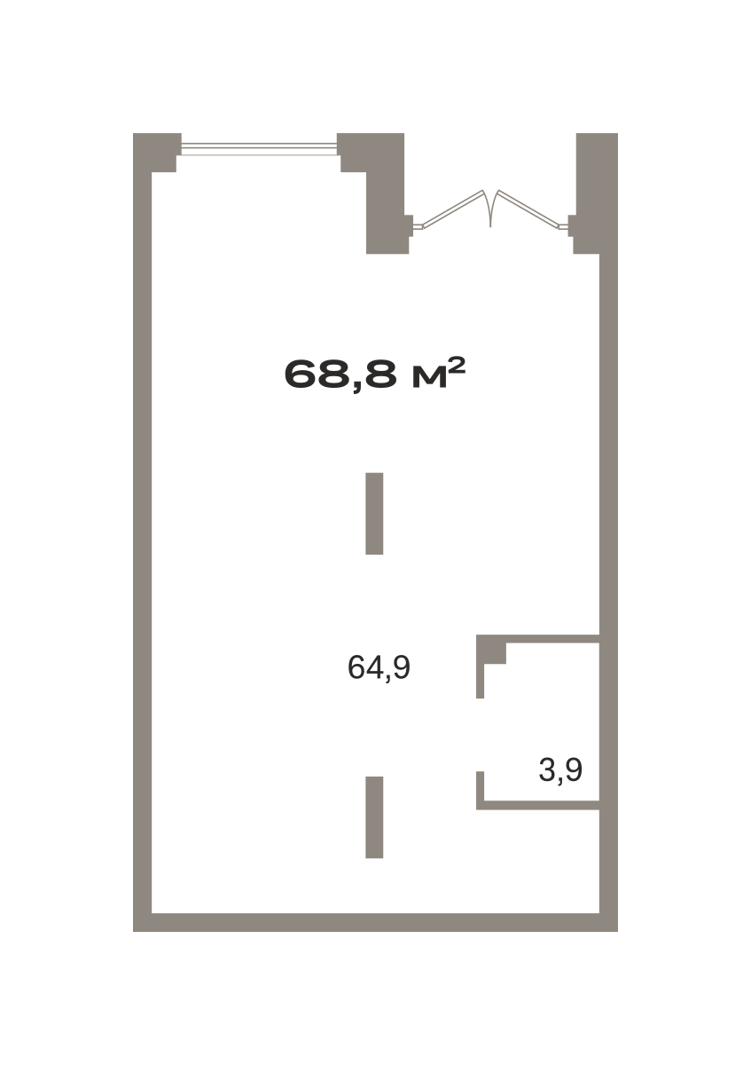 Коммерческое помещение №ЗРК02.1-Н2.1.2, 68.8 м²