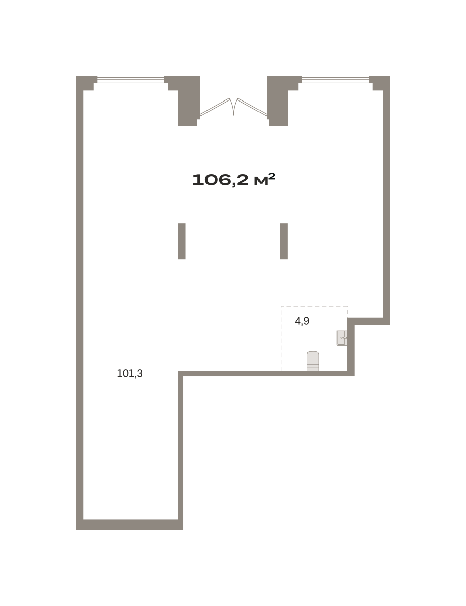Коммерческое помещение №РСП03.1-Н3.1.1, 106.2 м²