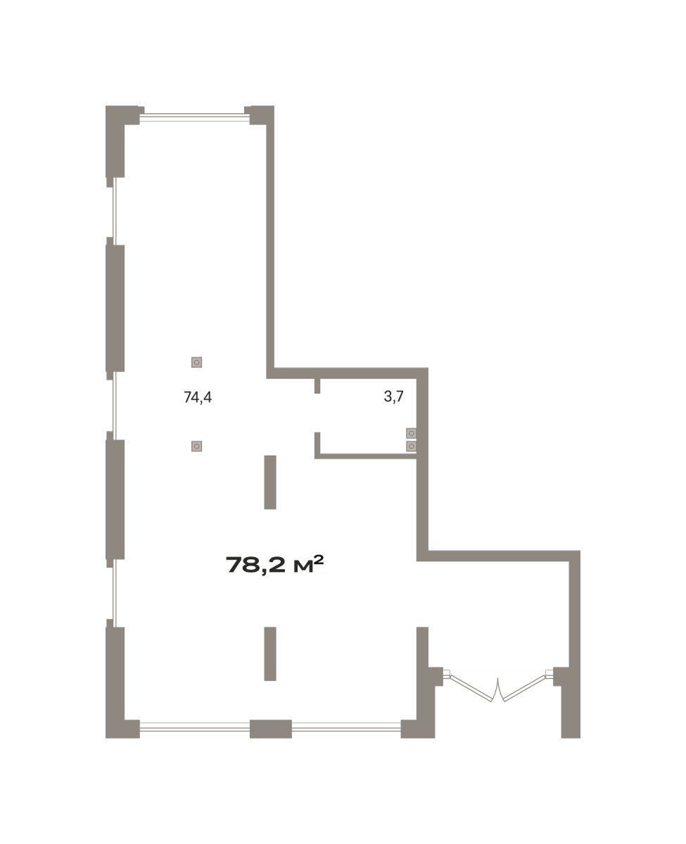 Коммерческое помещение №ОКТ-10-Н-6-6.1.1, 78.2 м²