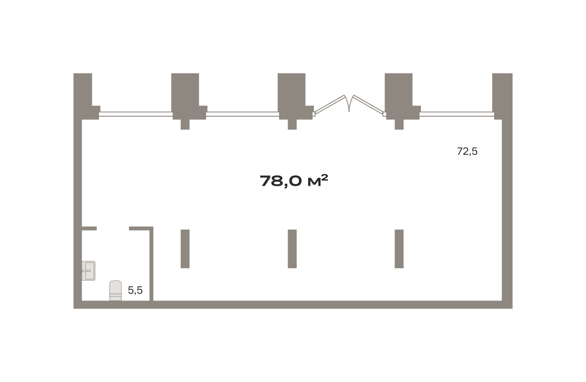 Коммерческое помещение №РСП-02-Н-2-2.1.1, 78 м²