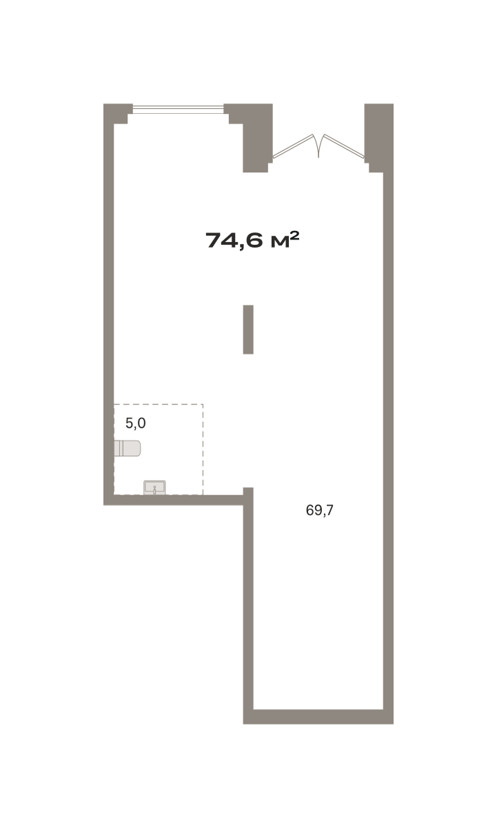 Коммерческое помещение №РСП03.1-Н2.1.2, 74.6 м²