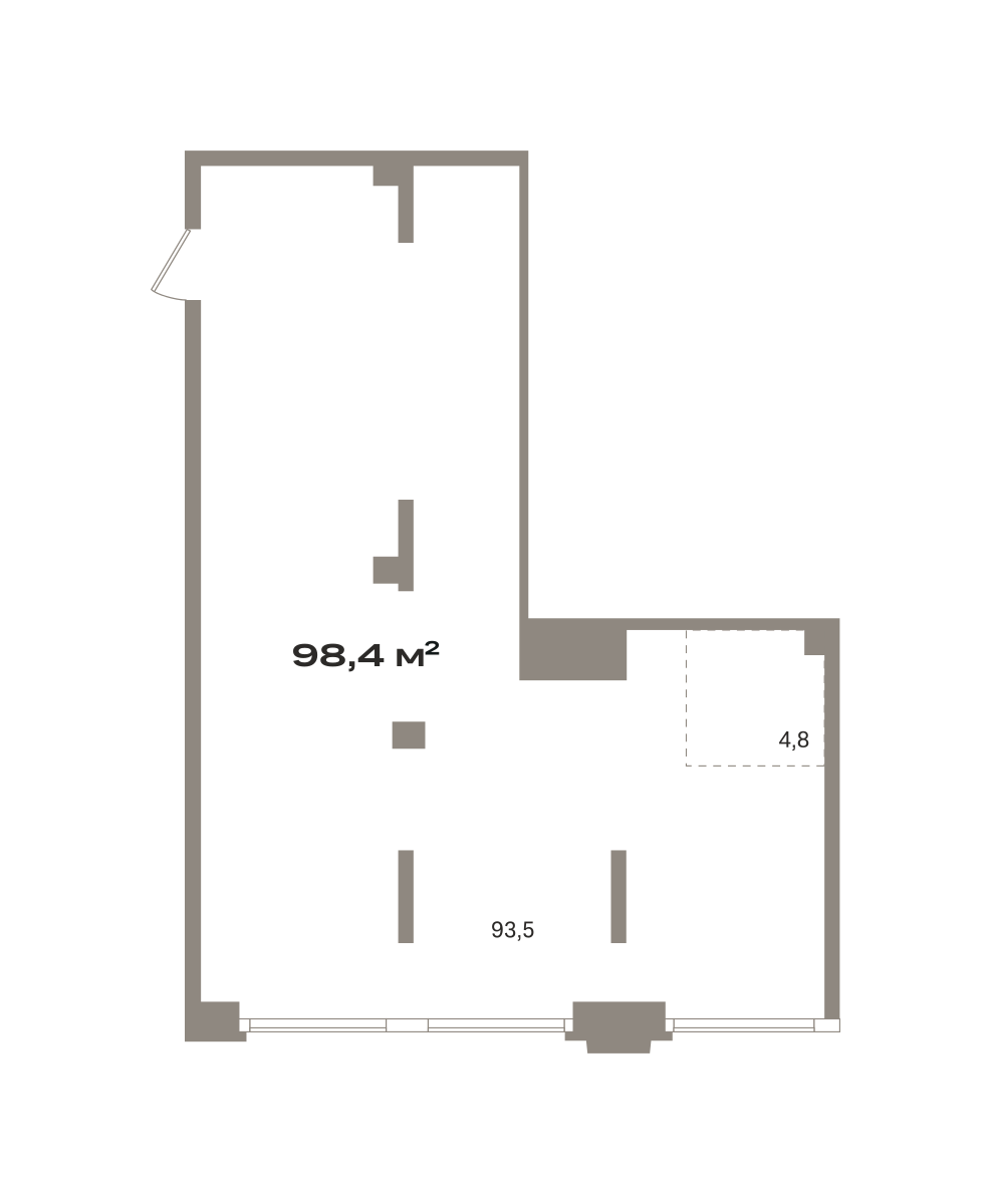 Коммерческое помещение №ЗРК05.1-Н1.2.3, 98.4 м²