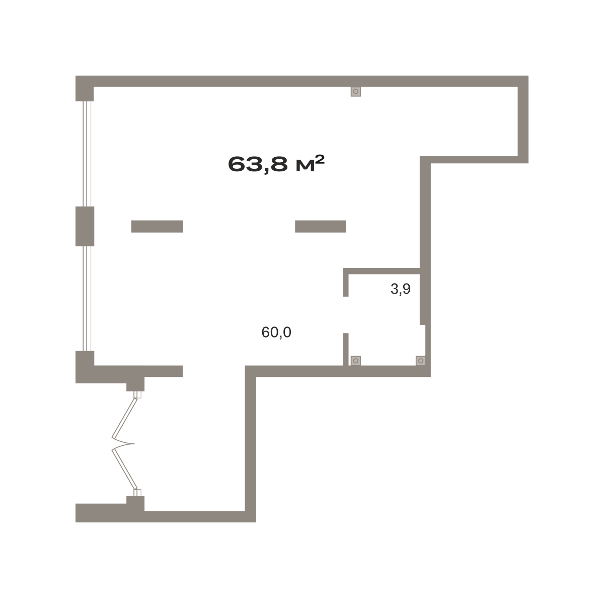 Коммерческое помещение №ОКТ-10-Н-2-2.1.1, 63.8 м²