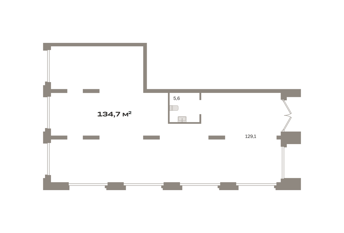 Коммерческое помещение №РСП-02-Н-3-3.1.4, 134.7 м²