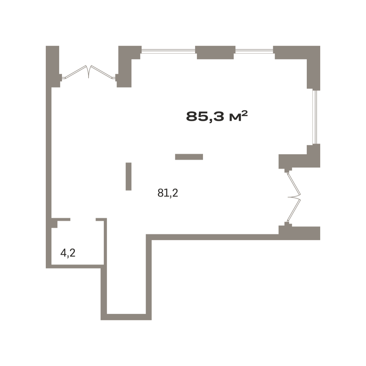 Коммерческое помещение №ЗРК02.1-Н3.1.3, 85.3 м²