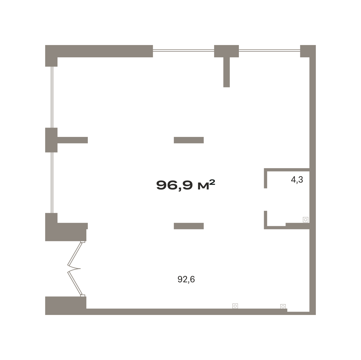 Коммерческое помещение №ОКТ-08-н-6-6.1.2, 96.9 м²