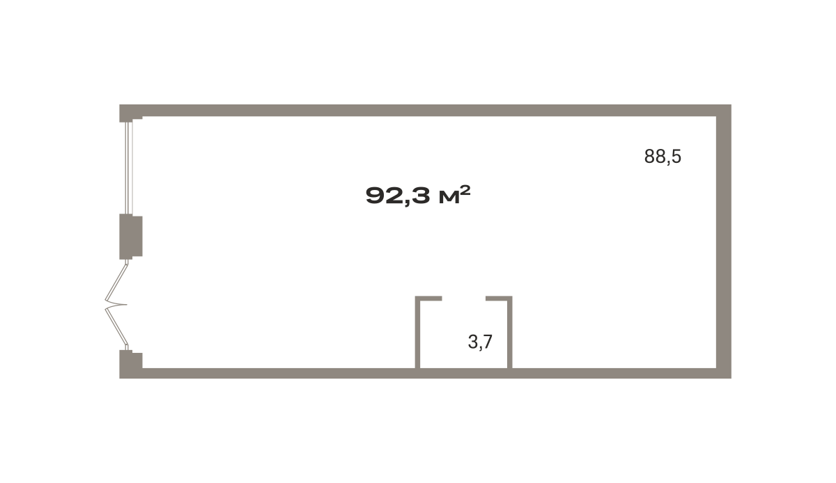 Коммерческое помещение №ЗРК02.1-Н8.1.2, 92.3 м²