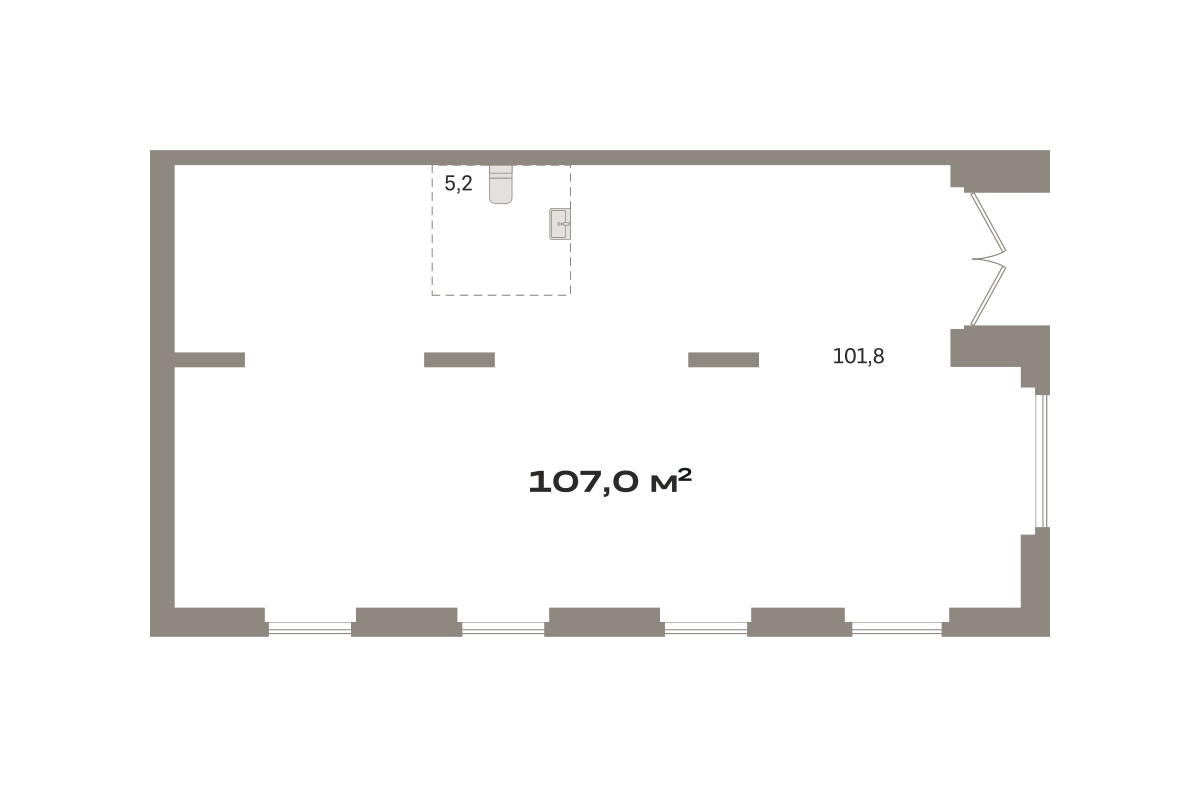 Коммерческое помещение №РСП03.1-Н5.1.3, 107 м²