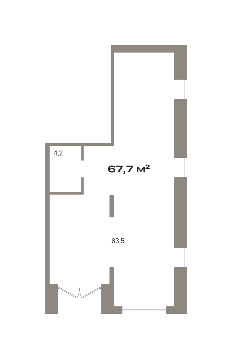 Коммерческое помещение №ОКТ09-Н8.1.1, 67.7 м²