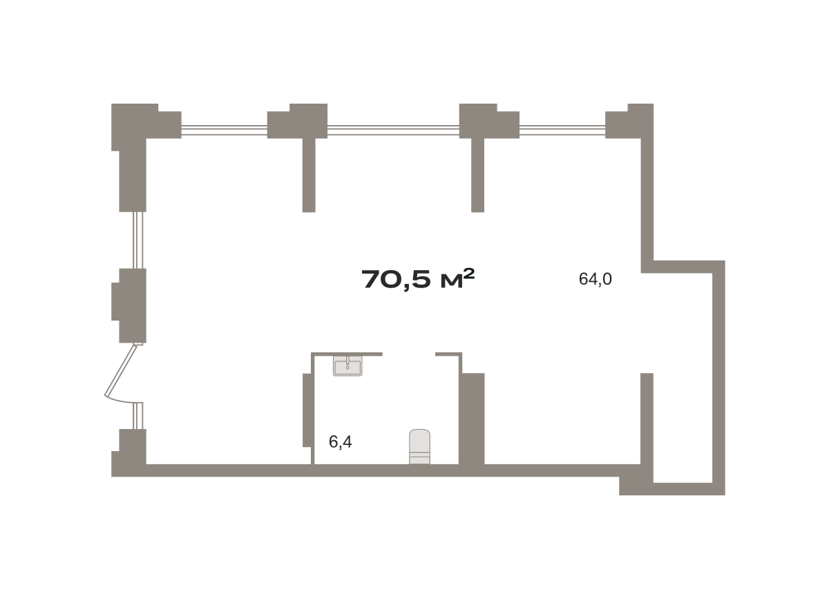 Коммерческое помещение №КО-07.2-н-1-1.1.5, 70.3 м²