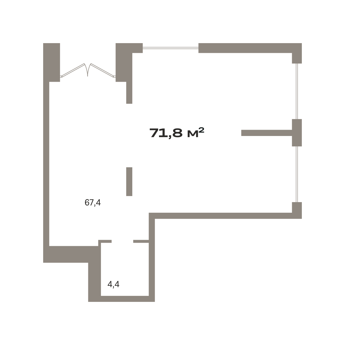 Коммерческое помещение №ОКТ09-Н4.1.3, 71.8 м²