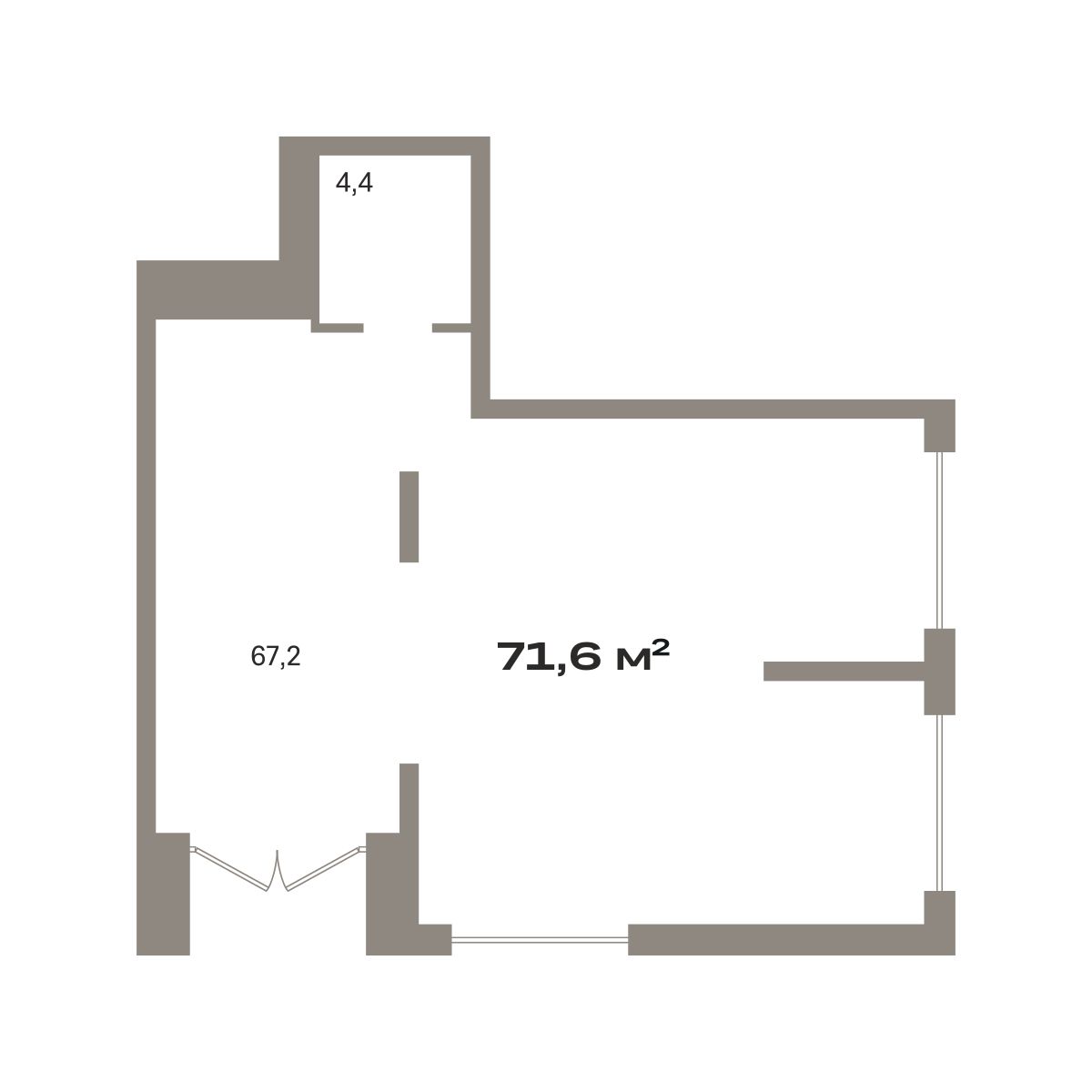 Коммерческое помещение №ОКТ09-Н5.1.3, 71.6 м²