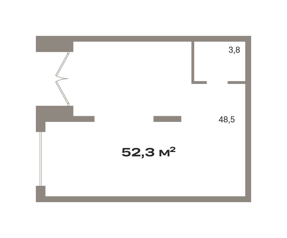 Коммерческое помещение №ОКТ09-Н1.1.3, 52.3 м²