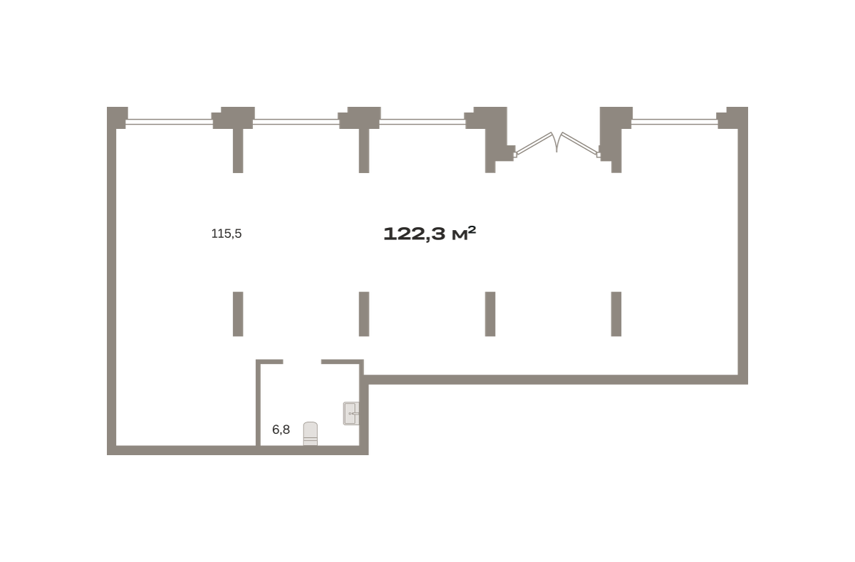 Коммерческое помещение №РСП-02-Н-1-1.1.2, 122.3 м²