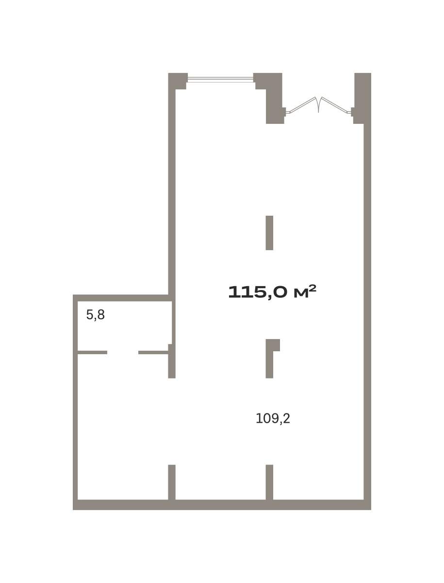 Коммерческое помещение №ЗРК02.1-Н2.1.6, 115 м²