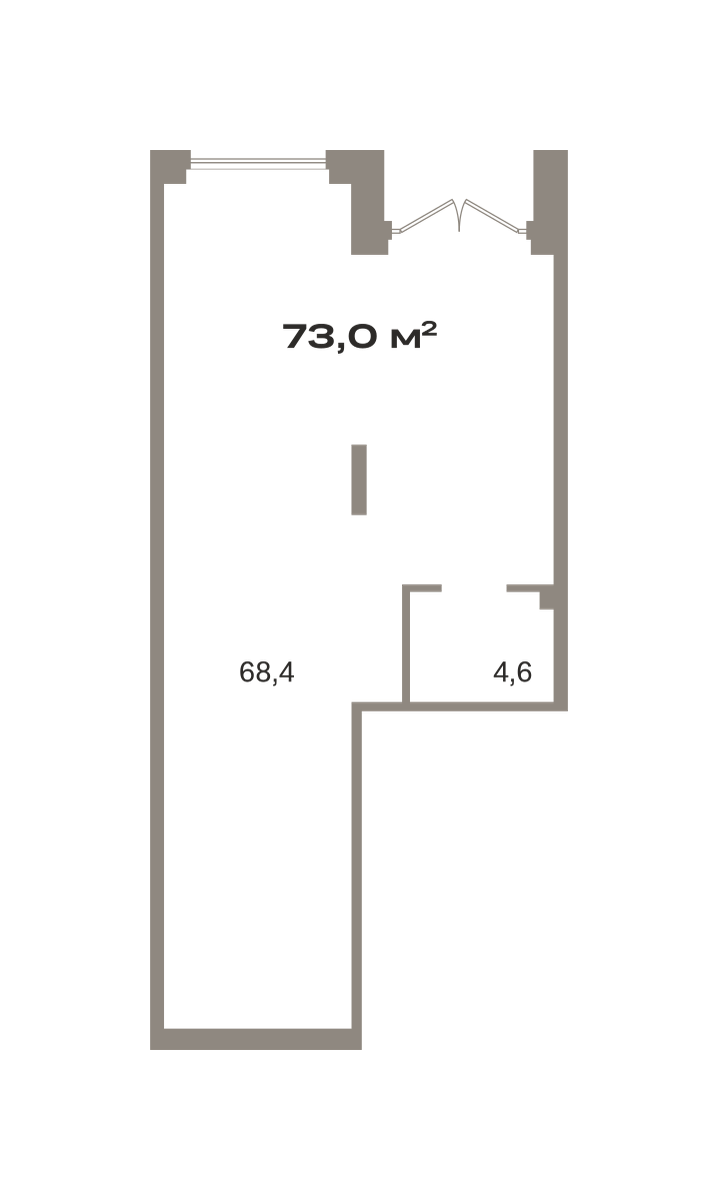 Коммерческое помещение №ЗРК02.1-Н3.1.2, 73 м²