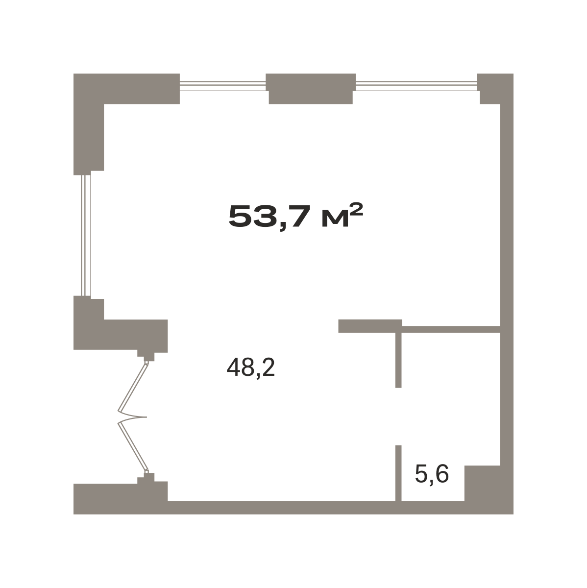 Коммерческое помещение №ЗРК02.1-Н1.1.4, 53.7 м²