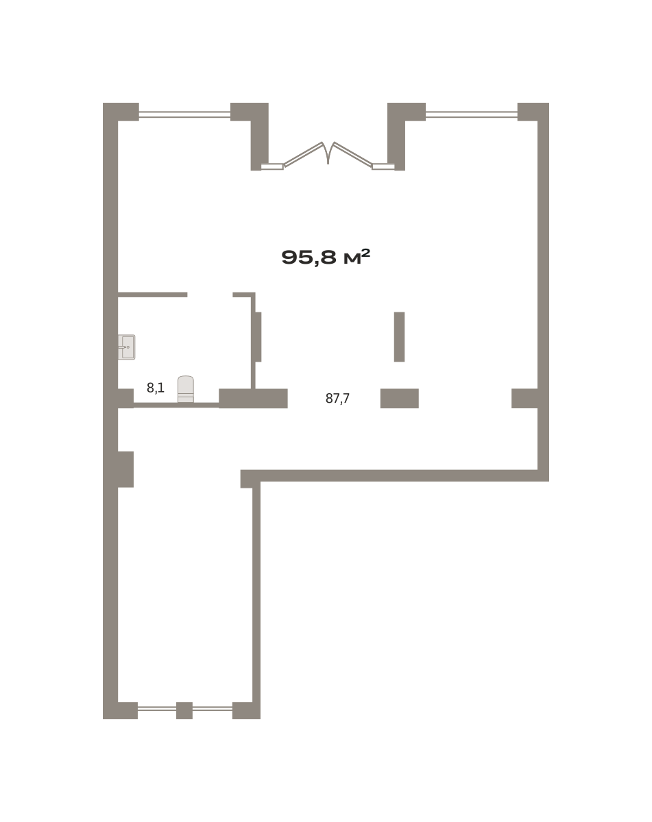 Коммерческое помещение №МЕД01-Н-9-9.1.1, 95.8 м²