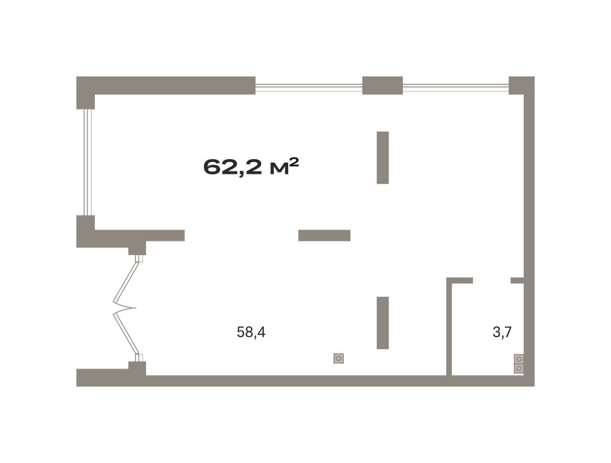 Коммерческое помещение №ОКТ-10-Н-2-2.1.2, 62.2 м²