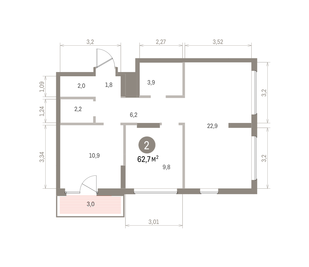 Квартира 18.7 кв. м