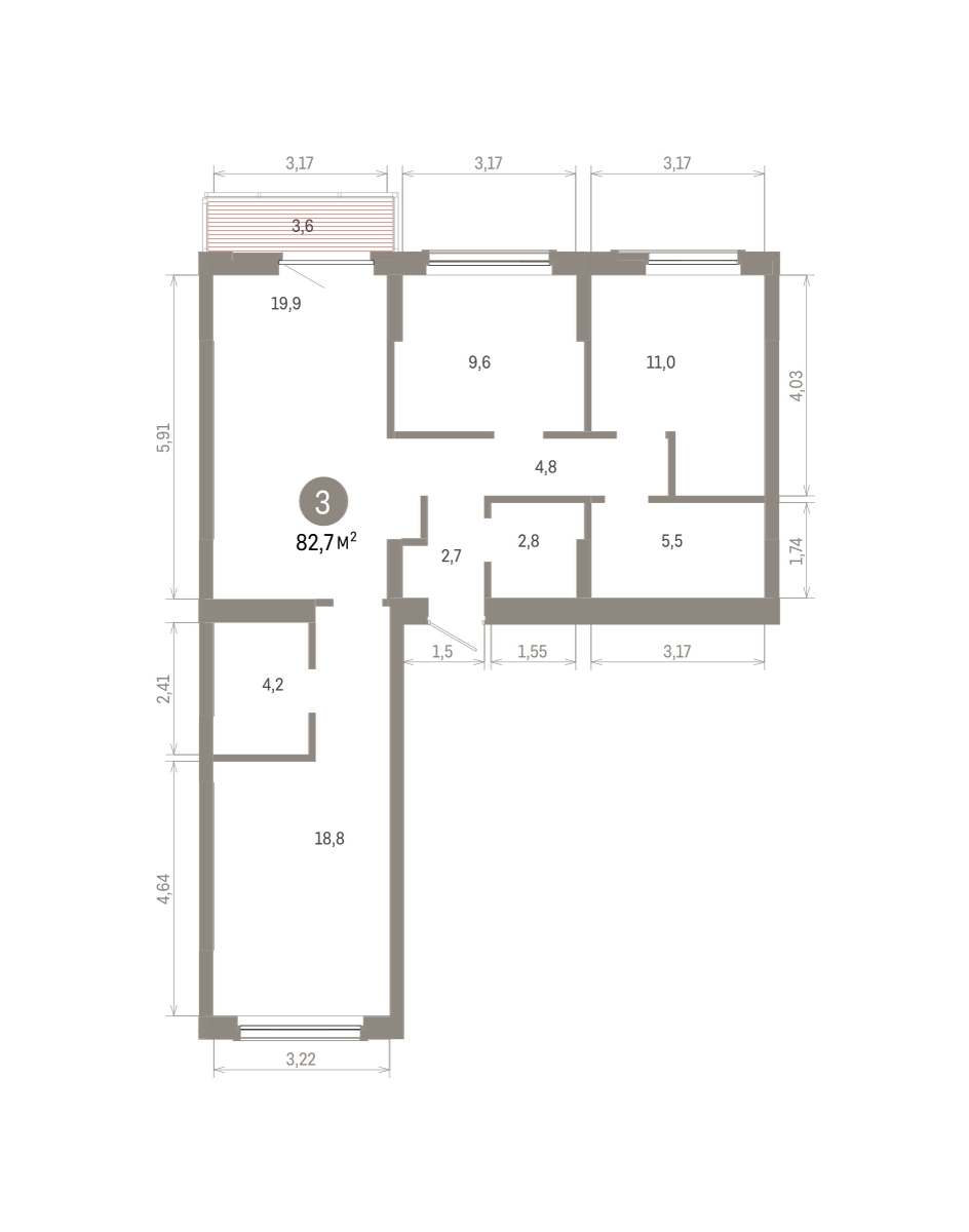 3-комнатная квартира, 82.67 кв.м, Кварталы Драверта, изображение-2