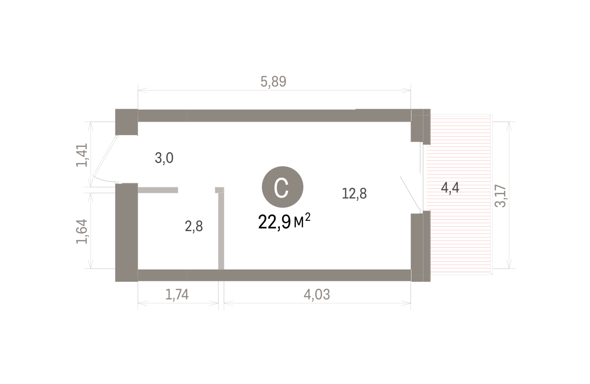 22.93 кв.м, Кварталы Драверта, изображение-2