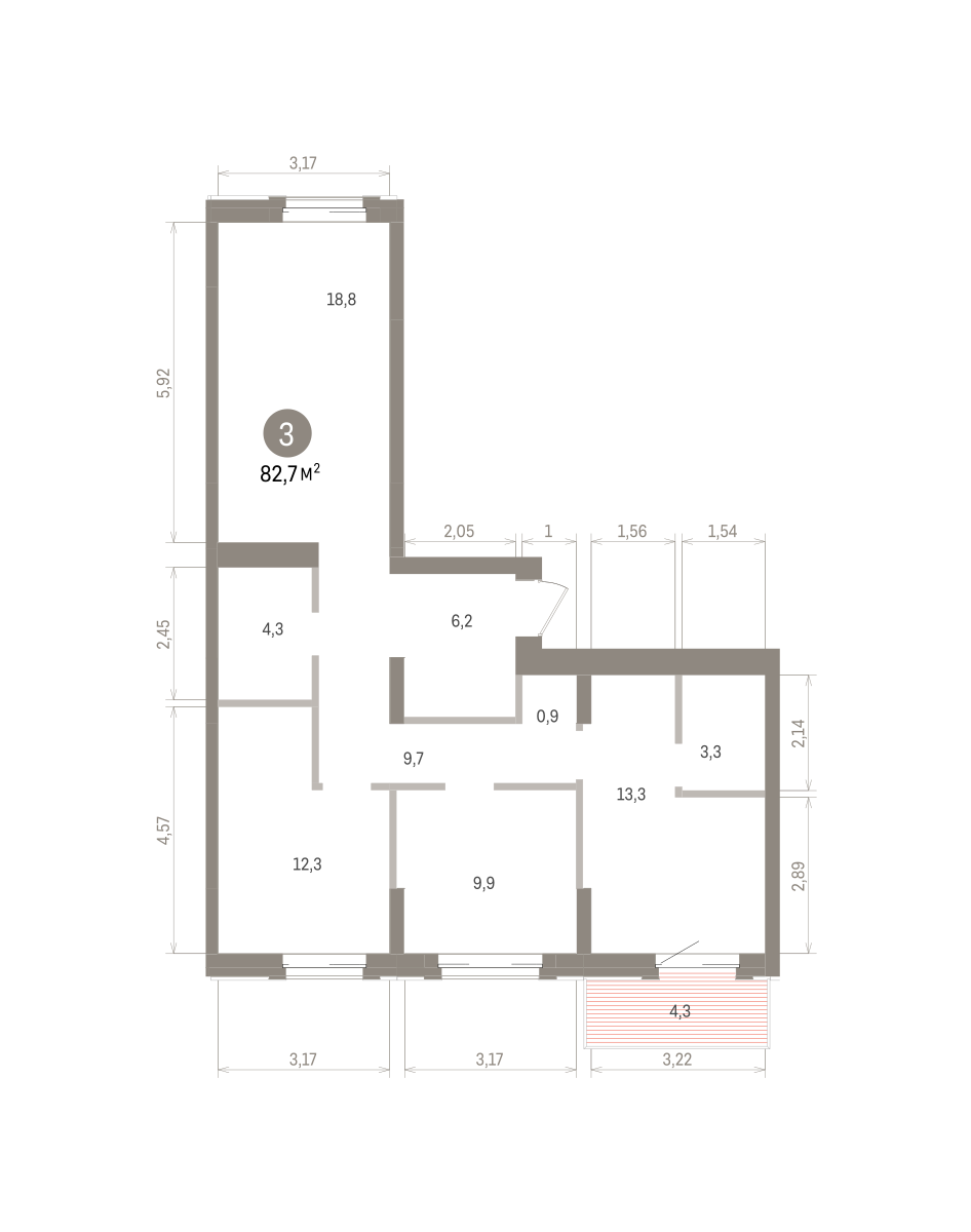 3-комнатная квартира, 82.71 кв.м, Кварталы Драверта, изображение-2