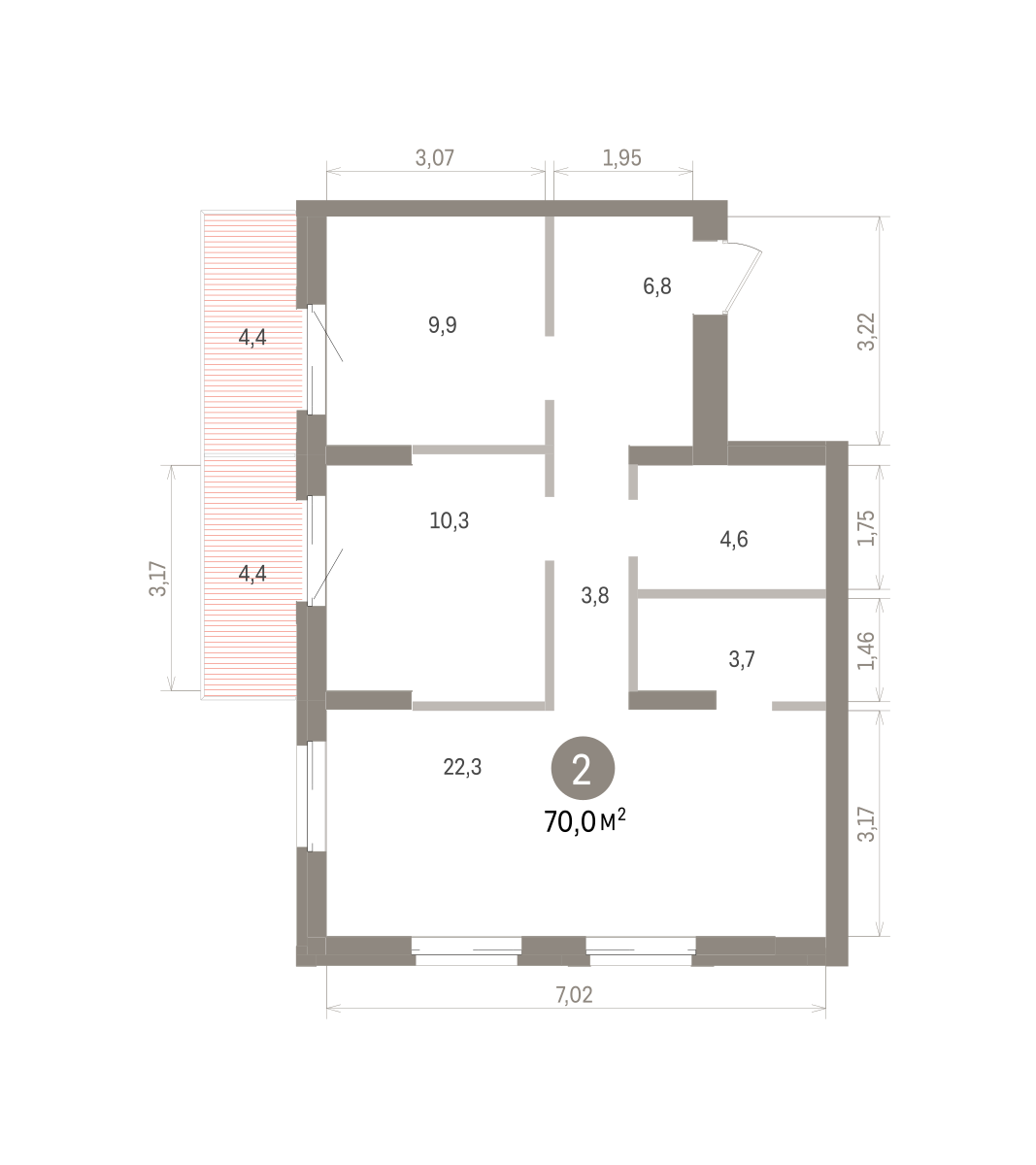 2-комнатная квартира, 70.01 кв.м, Кварталы Драверта, изображение-2