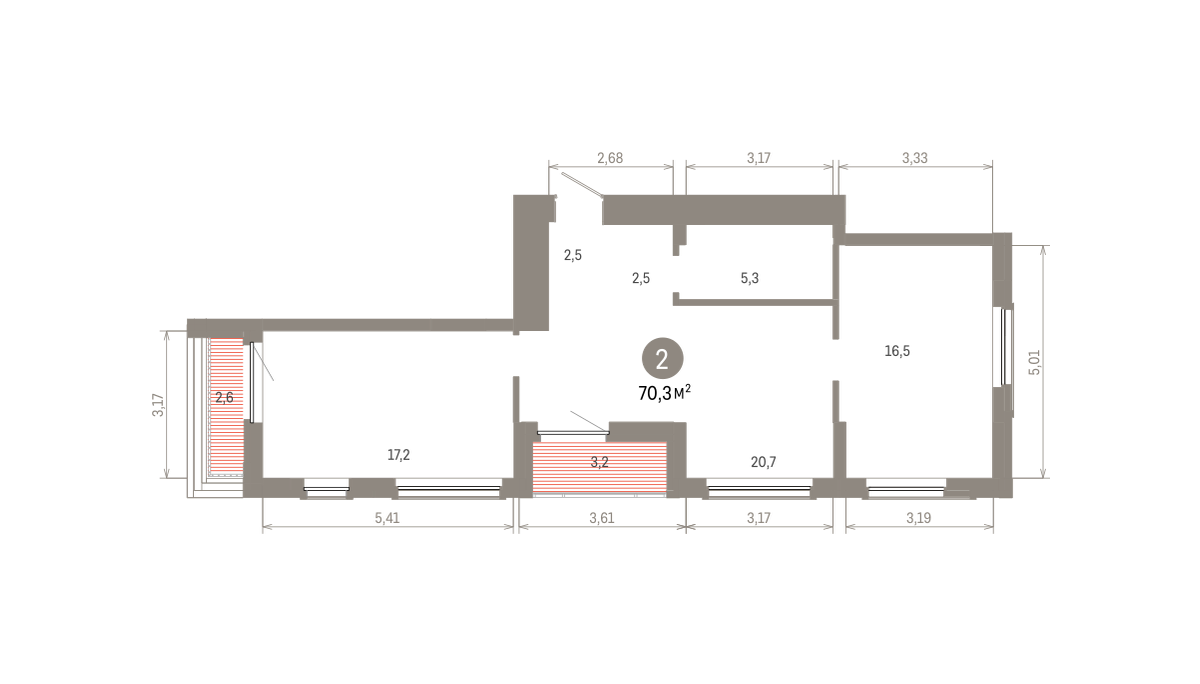 2-комнатная квартира, 70.28 кв.м, Кварталы Драверта, изображение-2