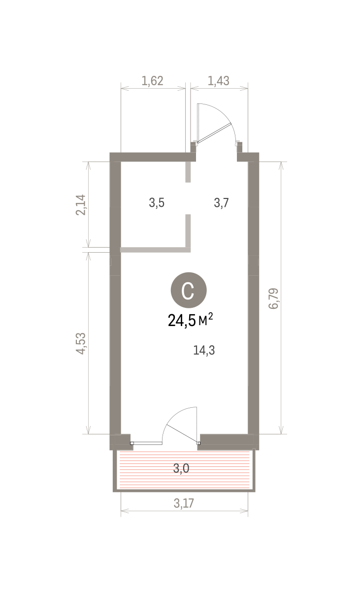 Квартира 24.5 кв. м