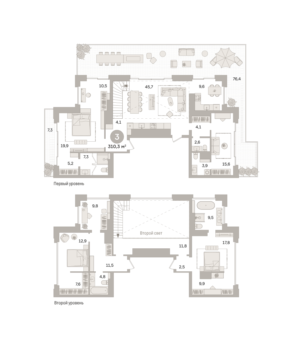 4 комн. Квартира 310.3 кв. м
