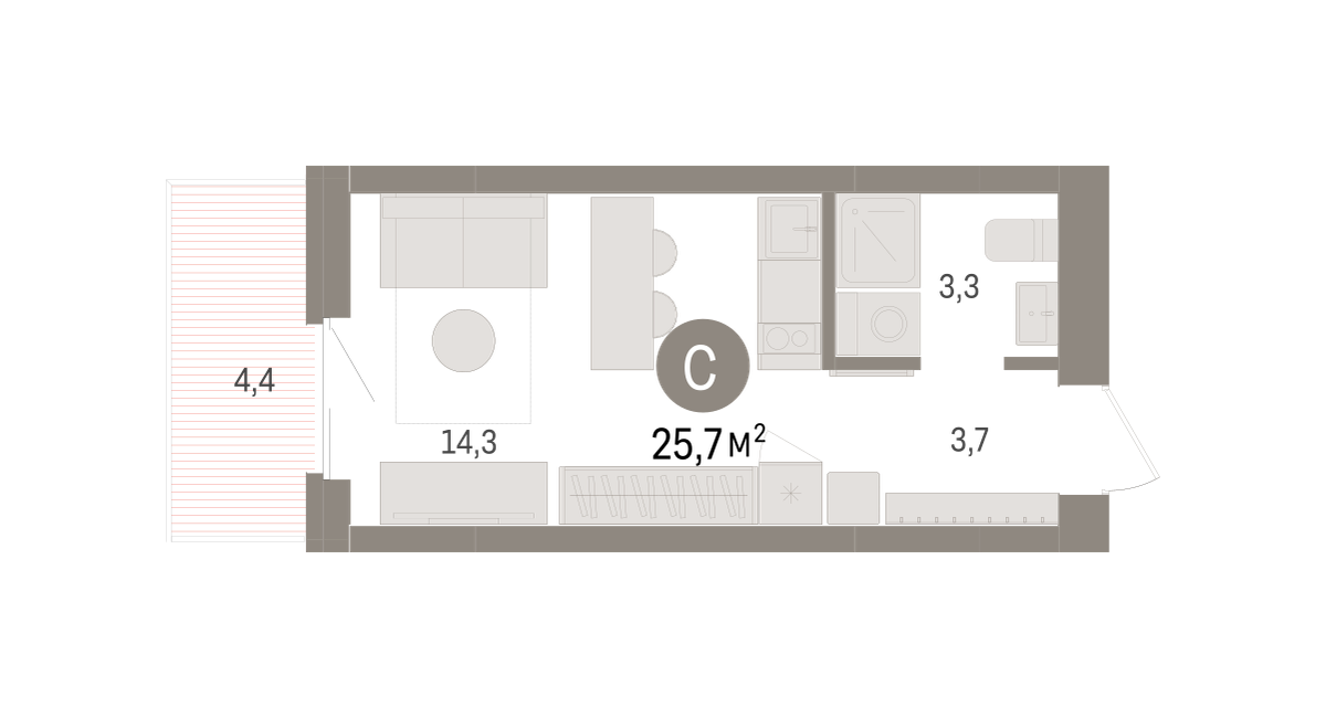 25.72 кв.м, кварталы «Драверта»