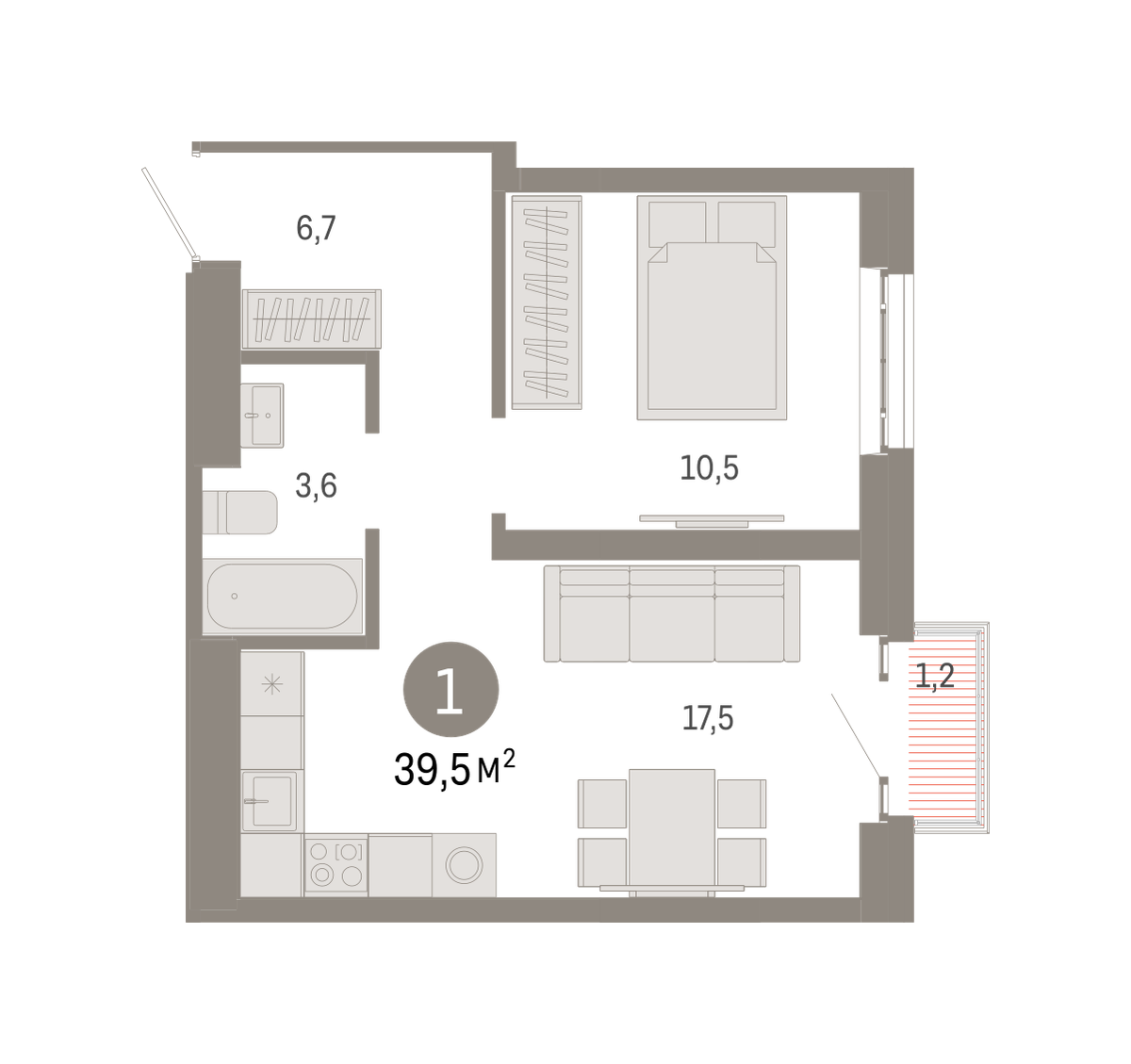 Купить 1-комнатную квартиру 39,5 м2 в Москве, ВАО, 28 этаж в ЖК Метроном |  Nikoliersdom